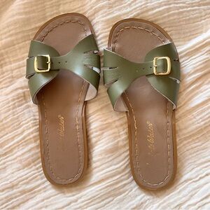 Green salt water sandals slides
